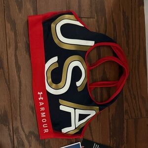 Under Armour Red and Gold USA Sports Bra NWT